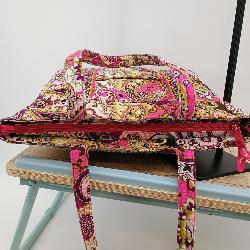Vera Bradley Tote Shoulder Bag Very Berry Paisley Quilted Cotton Medium Pink - Picture 7 of 12